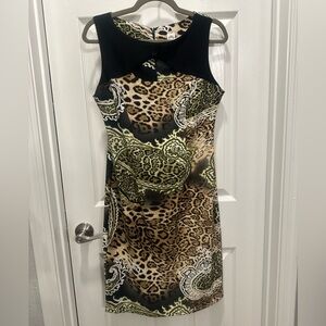 Sangria Animal Print Dress in Black and Brown